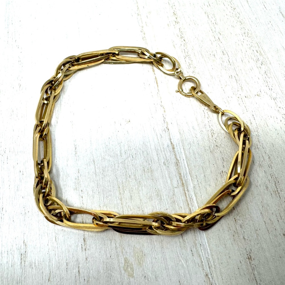 Solid 18k Yellow Gold Interlocking Bracelet, 11.8g - image 5